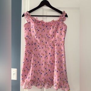 Showpo Pink Floral Dress with Ruffles